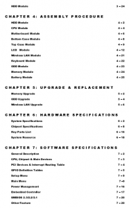 Asus S3N table of contents